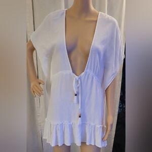 White Deep V-Neck Cover-Up.